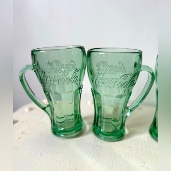 Coca Cola Green Glass Mug Set - Picture 2 of 3